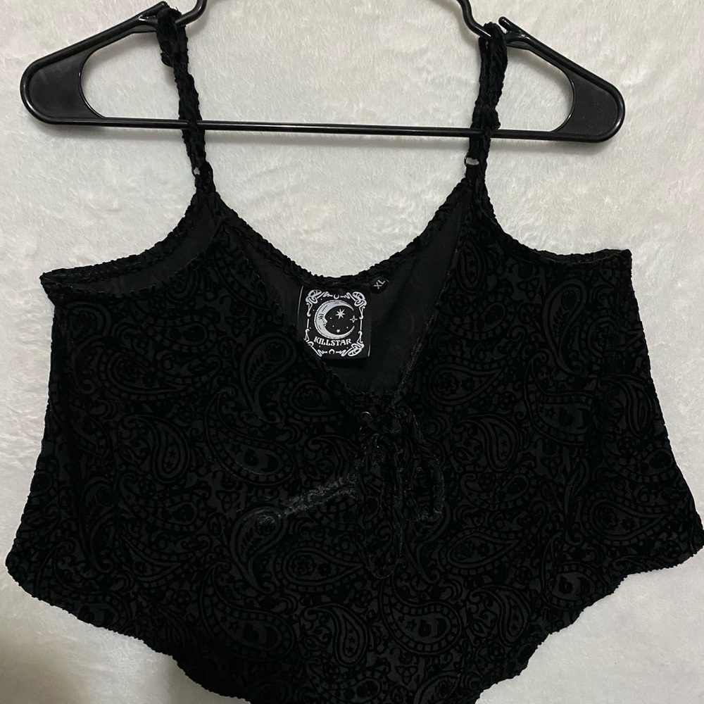 Killstar Black Velvet Paisley Crop Top